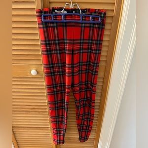 Red Plaid Blackmilk Clothing leggings - M